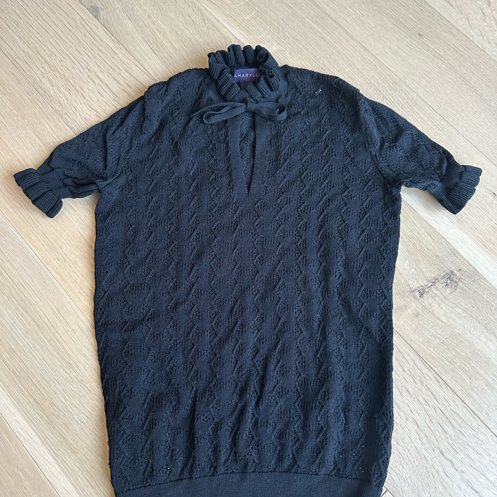 Black Textured Short Sleeve Dress Womens XS